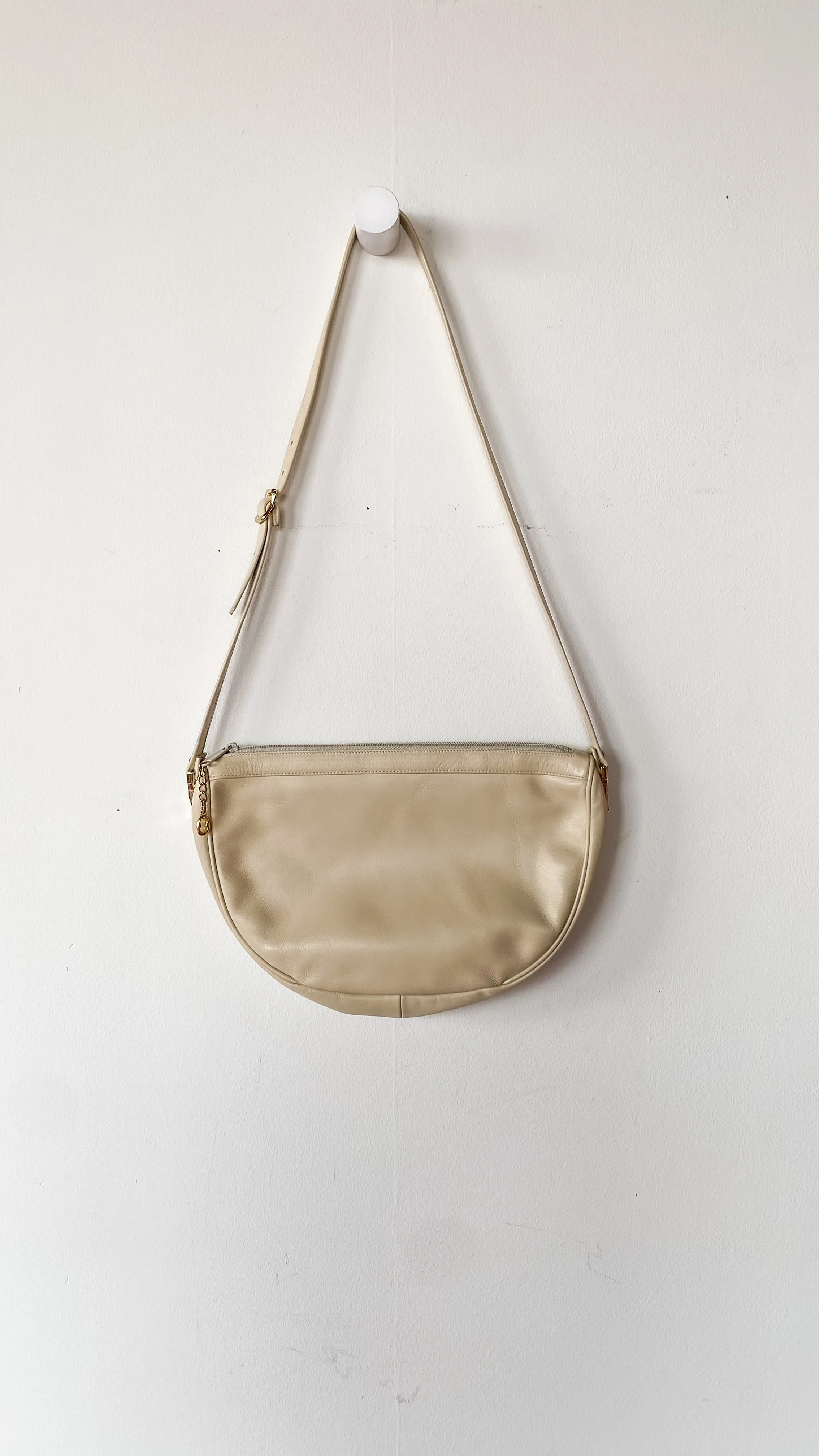 1980s Cream Semi-Circle Shoulder Bag