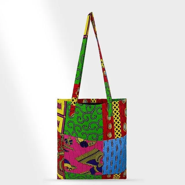 African Print Handmade Ankara Kente Print Tote Bag with Lining