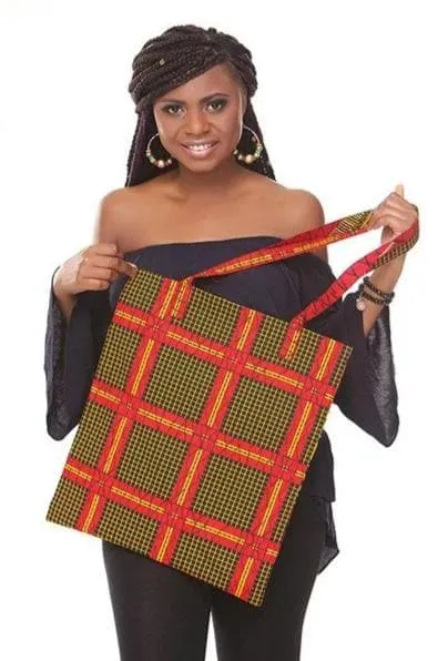 African Print Handmade Ankara Kente Print Tote Bag with Lining