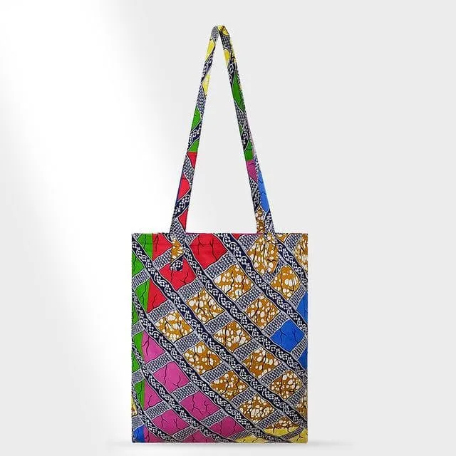 African Print Handmade Traditional Ankara Kente Print Tote Bag with Lining