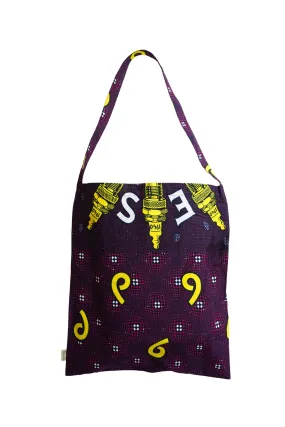 Akoli Messenger Totebag - Purple and Yellow African Ankara Wax Cotton Print