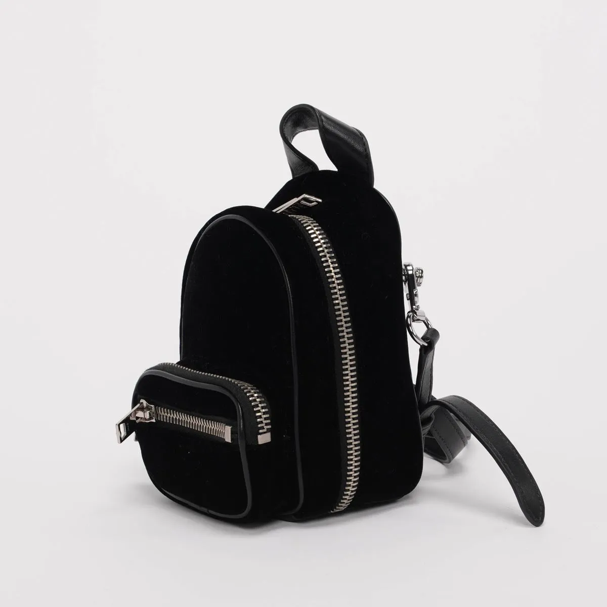 Alexander Wang Black Velvet Mini Attica Backpack Cross Body Bag