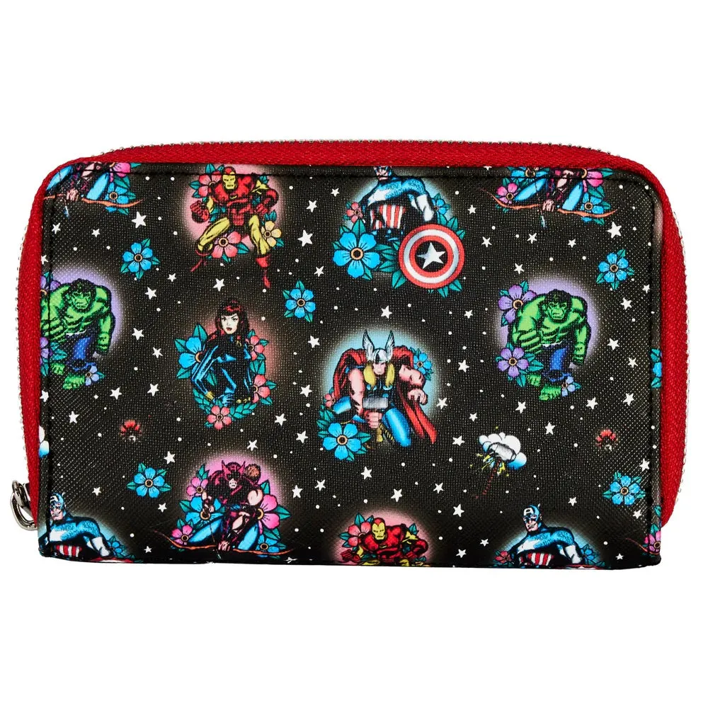 Avengers Floral Tattoo Zip Around Wallet