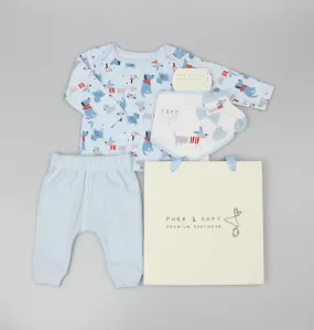 Baby Boys 4pc Gift Set - Blue Puppies (PK6) (0-6M) E13330