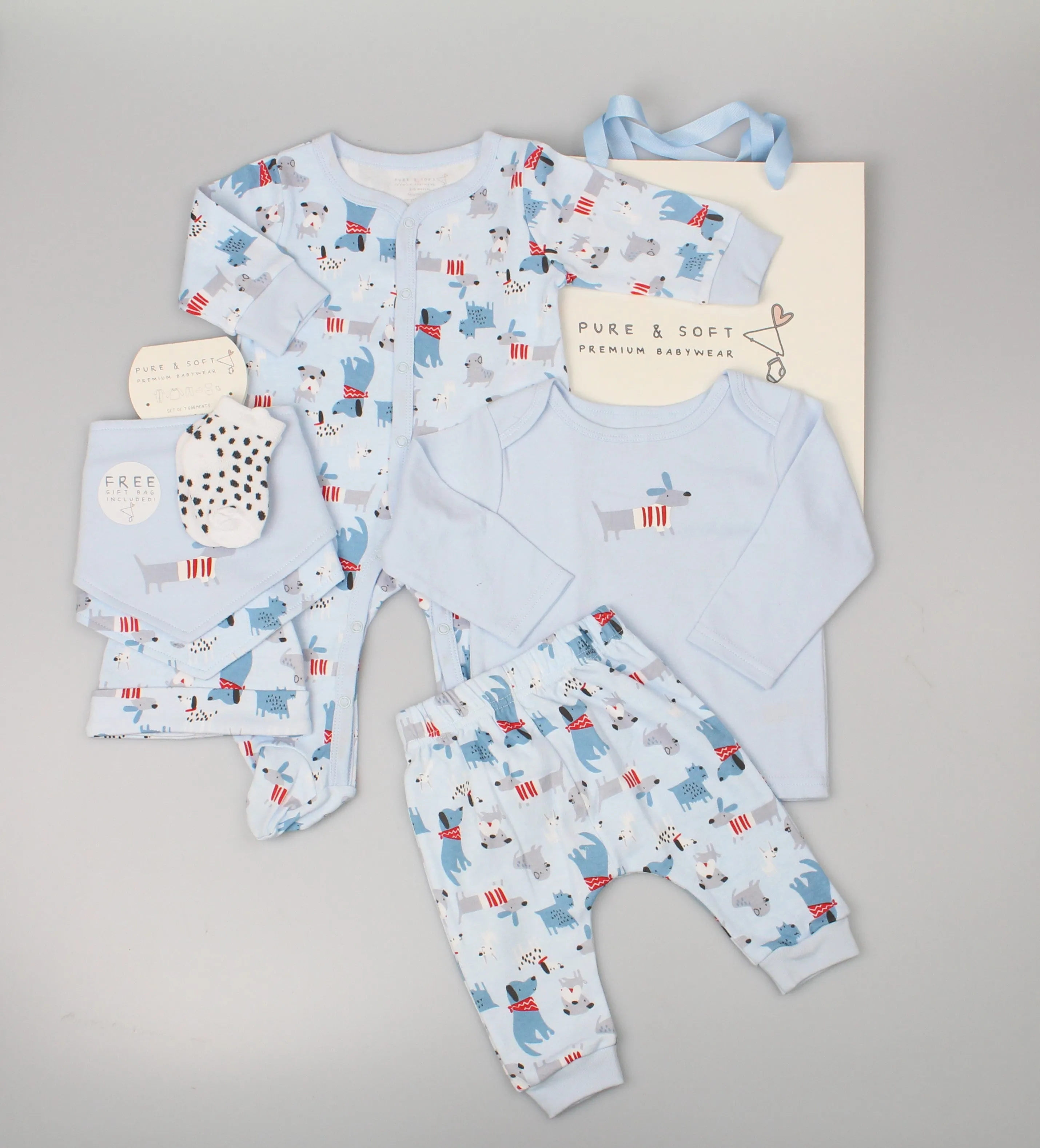 Baby Boys 7pc Gift Set - Puppies (PK6) (0-6M) E13342