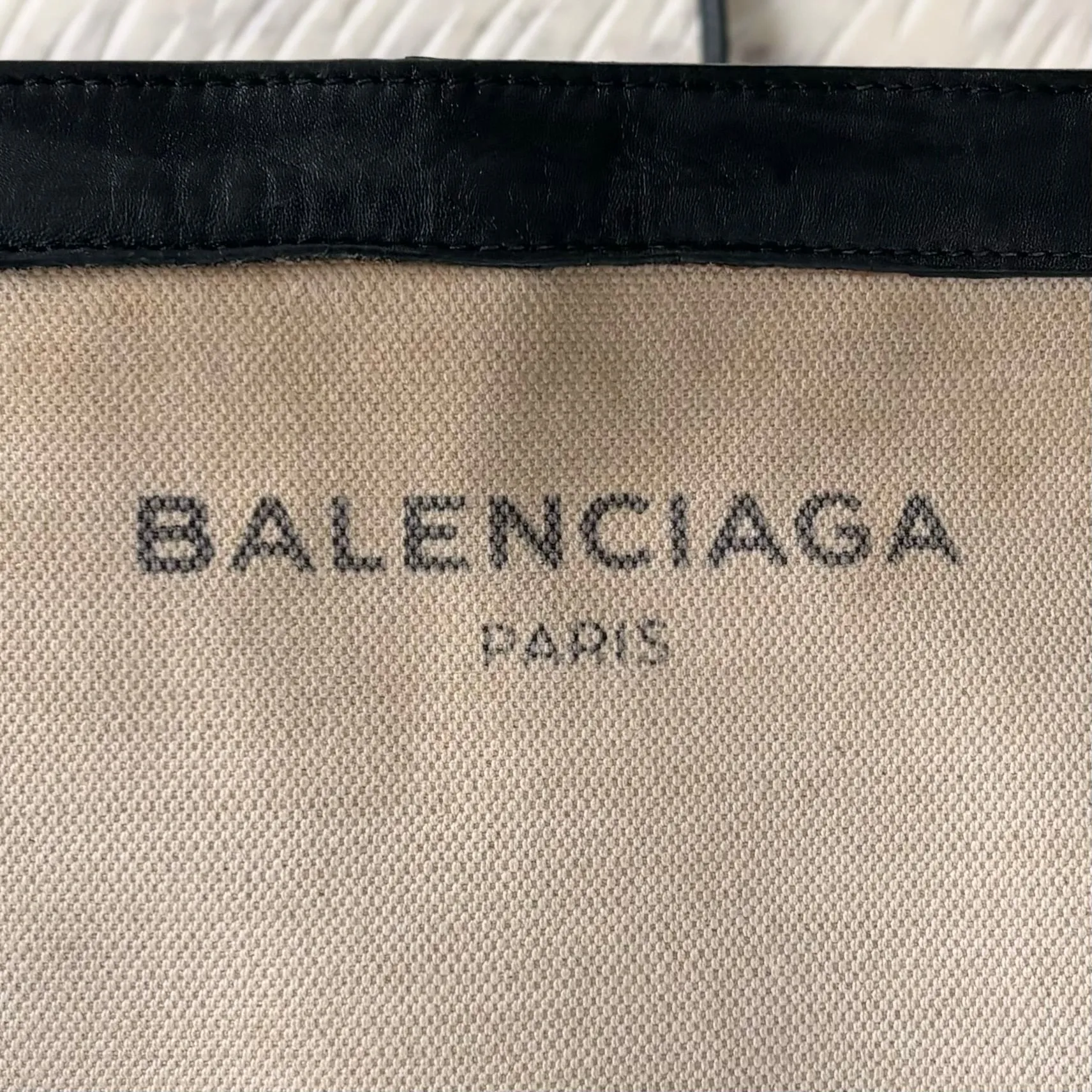 Balenciaga Cream Canvas Navy Leather Crossbody Pouch