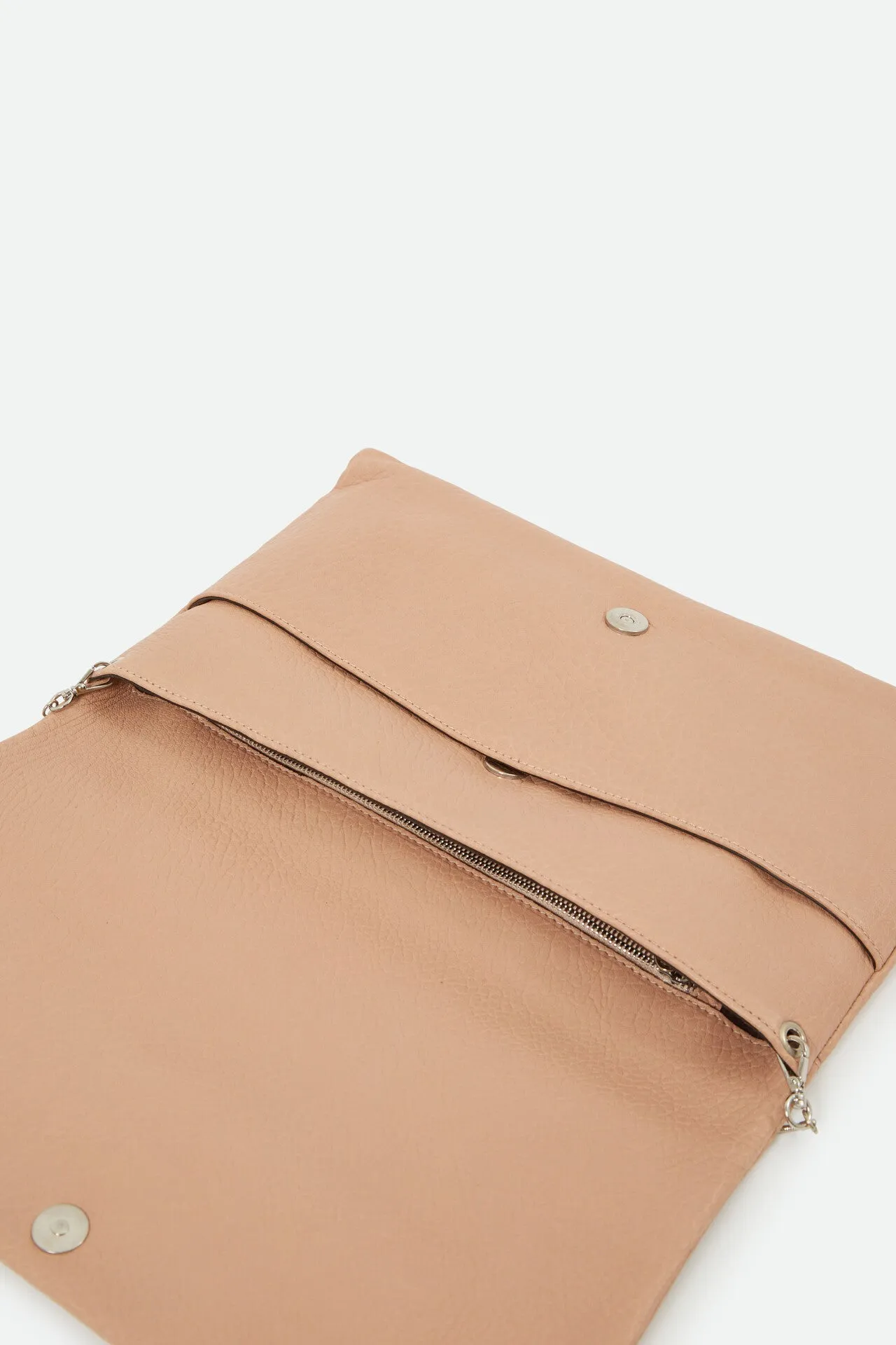 BARLETTA FOLD OVER CLUTCH HANDBAG IN NEUTRAL PINK LEATHER