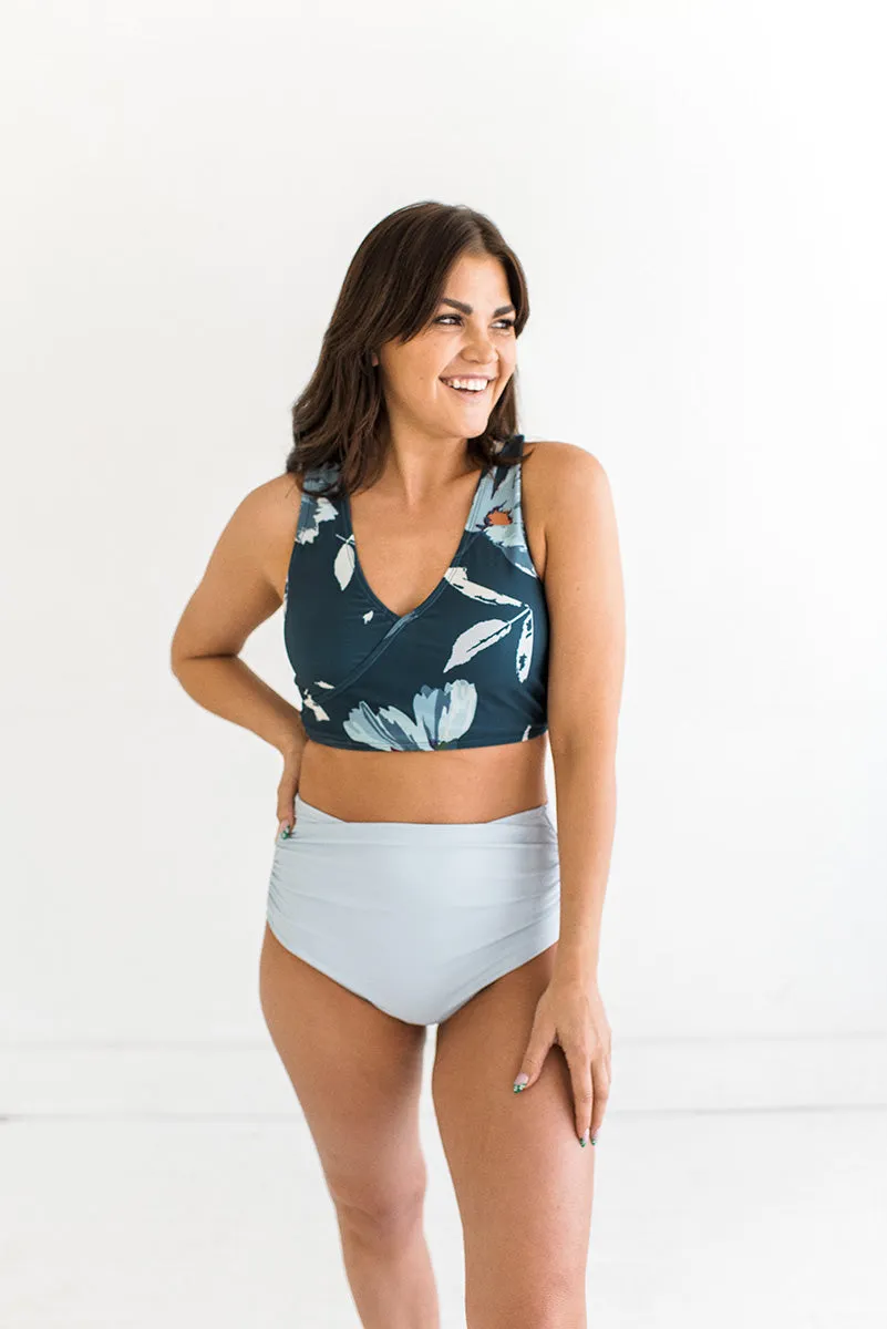 Basic Beach Ruched Bottoms in Blue - Size 2XL & 3XL Left