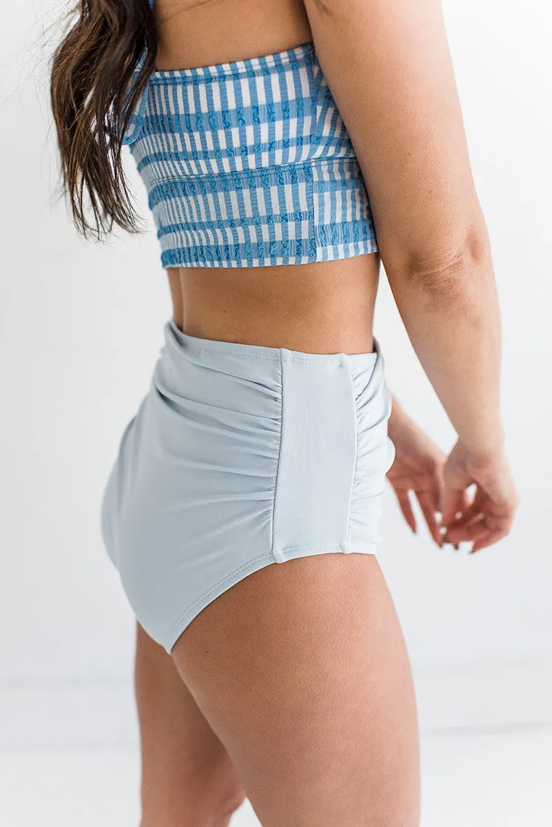 Basic Beach Ruched Bottoms in Blue - Size 2XL & 3XL Left