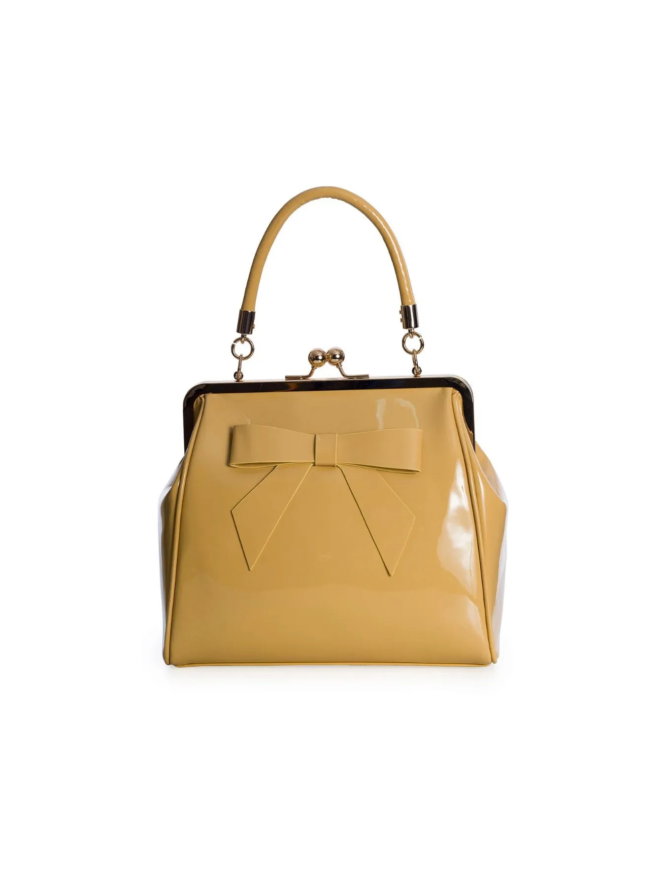 Beige Classic Retro Bow Kisslock Handbag