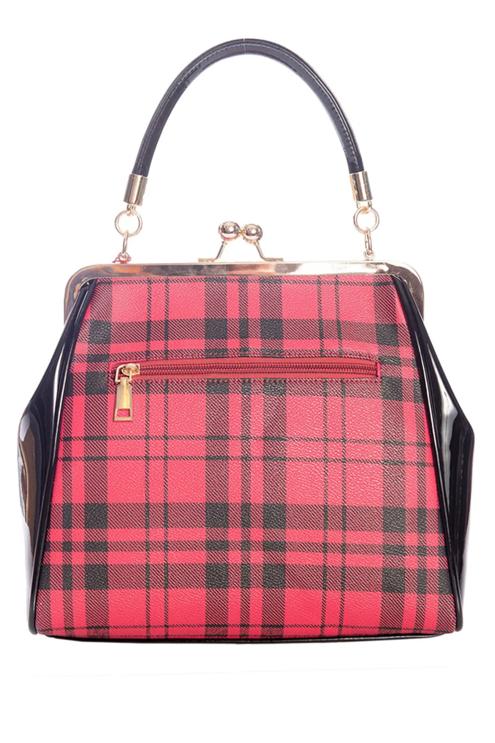 Black and Red Plaid Classic Retro Bow Kisslock Handbag