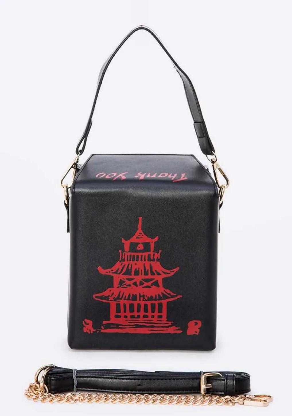 Black Chinese Take Out Box Purse