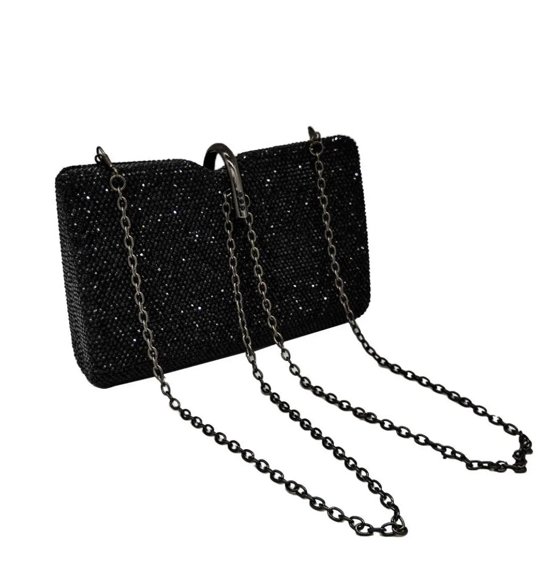 BLACK CRYSTAL EVENING CLUTCH