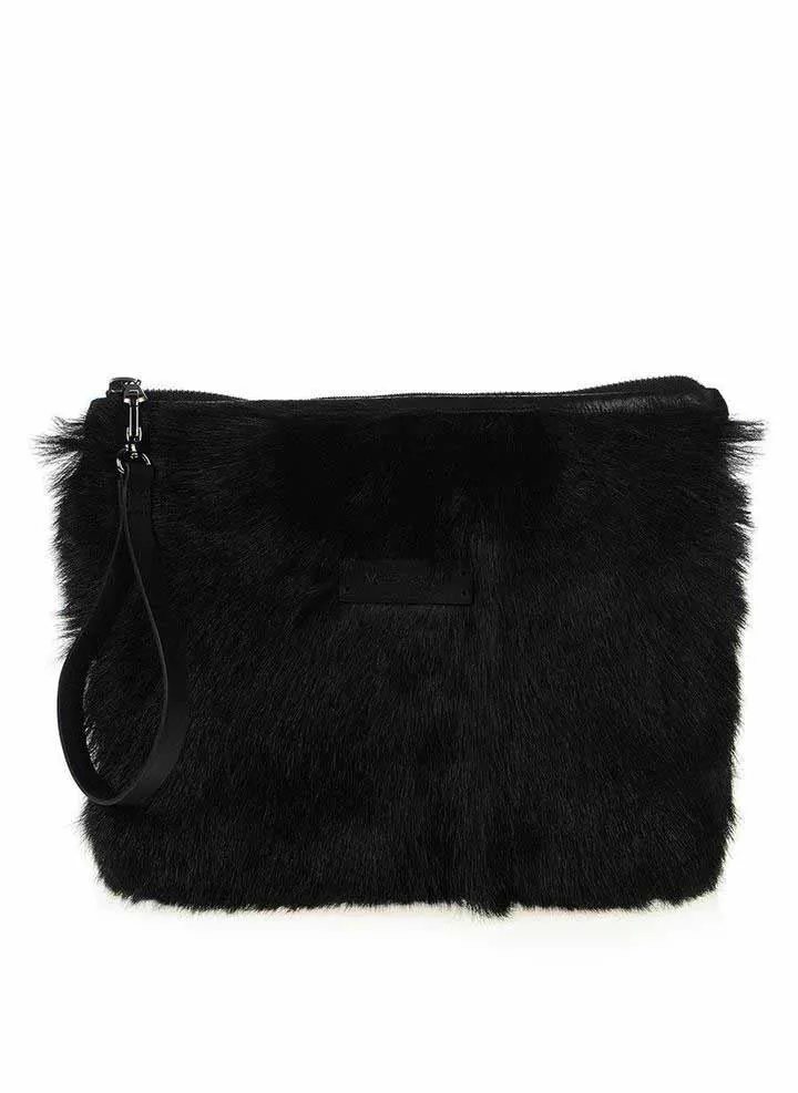 Black Shearling Clutch