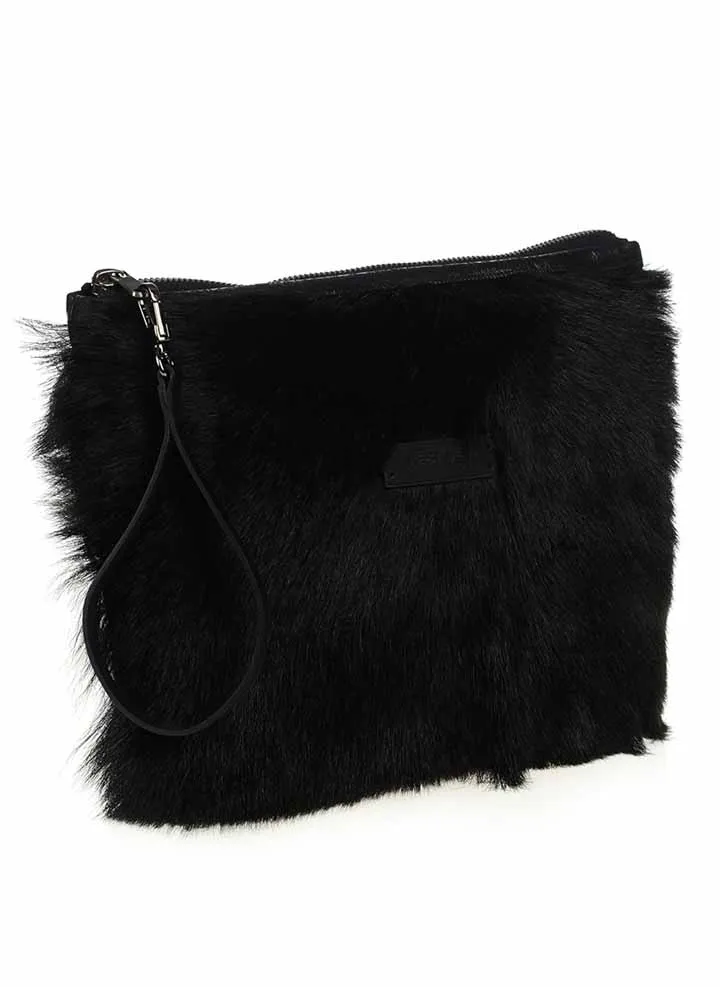 Black Shearling Clutch