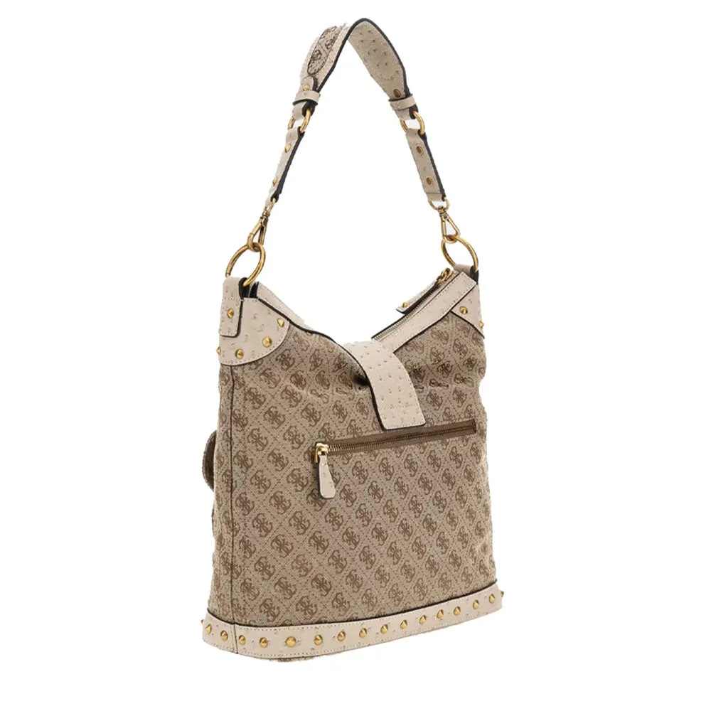 Borsa Donna Hobo a Spalla GUESS Linea Sardinia Colore Latte Logo