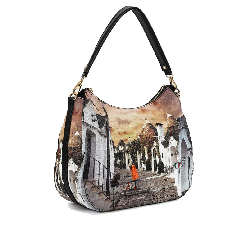 Borsa Donna Hobo Bag Y NOT YES-629 Stampa Life in Trulli