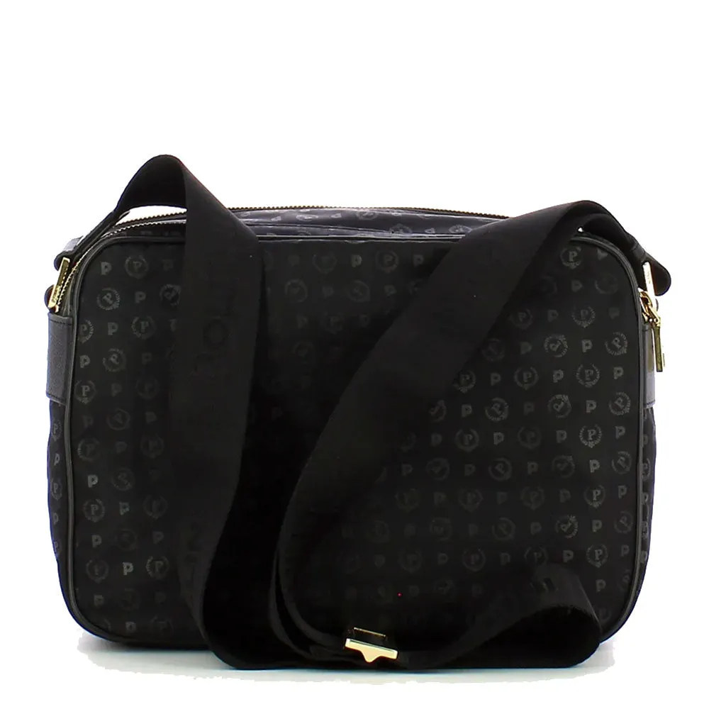 Borsa Donna Messenger a Tracolla POLLINI Linea Heritage Logo Soft Nero e Nero