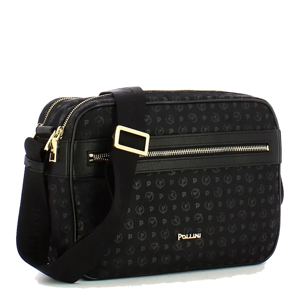 Borsa Donna Messenger a Tracolla POLLINI Linea Heritage Logo Soft Nero e Nero