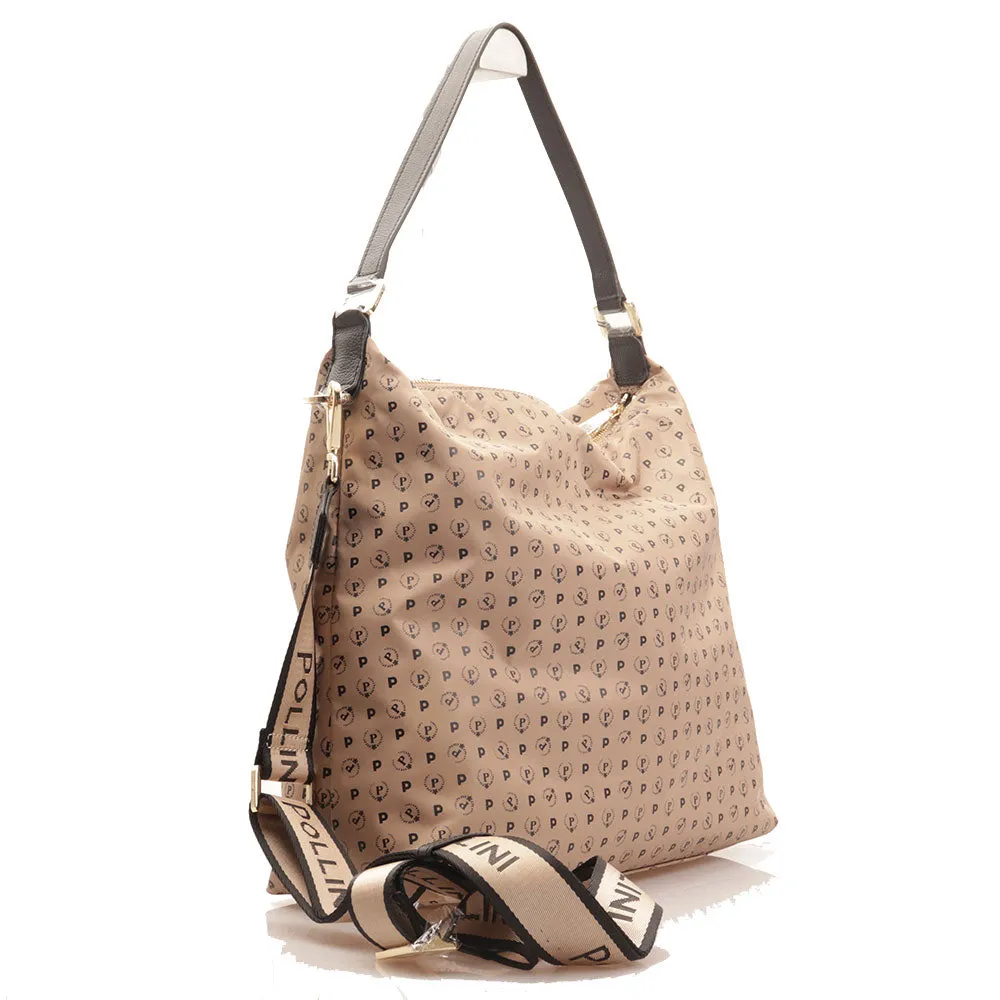 Borsa Hobo Donna POLLINI Linea Heritage Logo Soft in Tessuto Beige