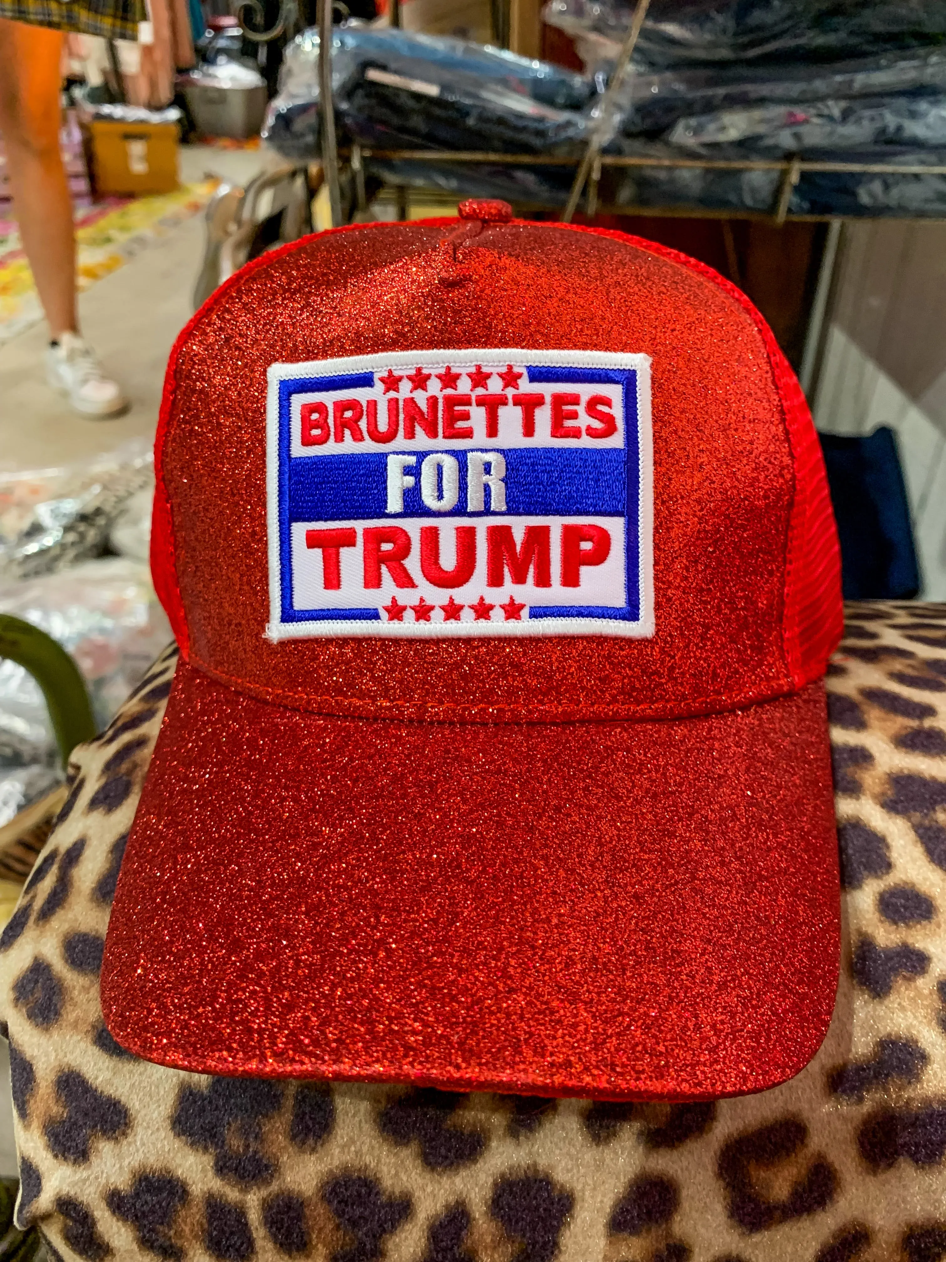 Brunettes For Trump Glitter Cap - Red