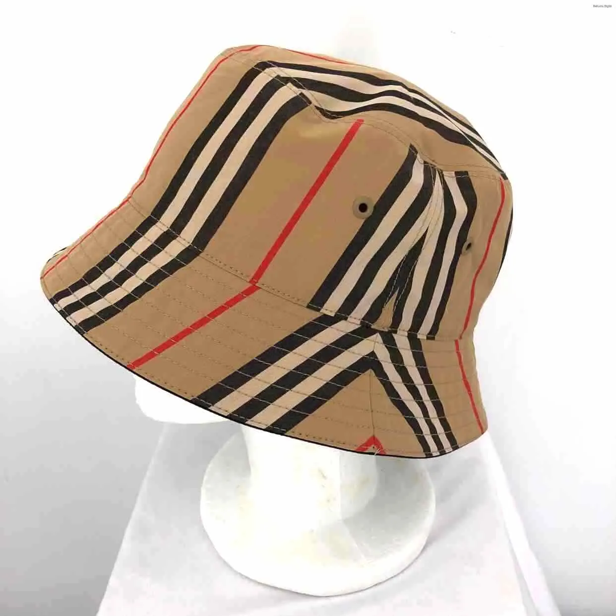 BURBERRY Beige Red Multi Has tag! Plaid Bucket Hat