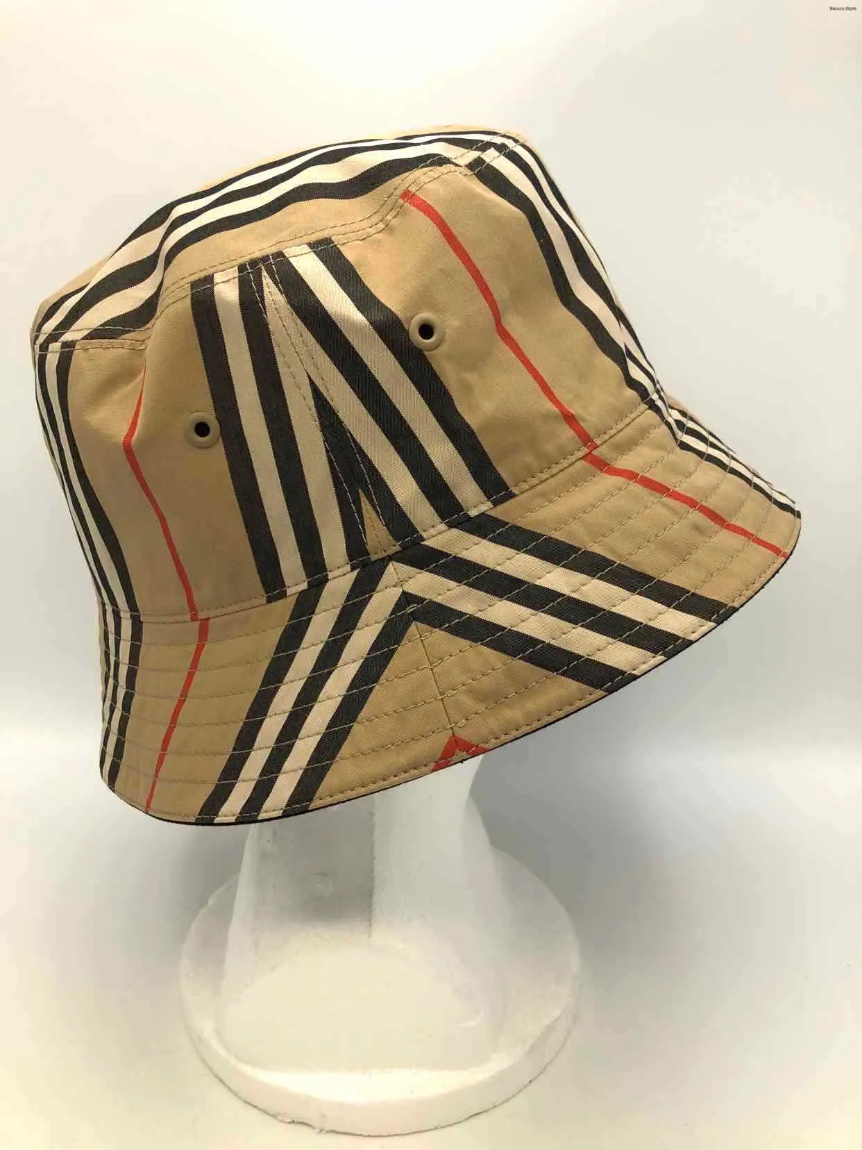 BURBERRY Beige Red Multi Has tag! Plaid Bucket Hat