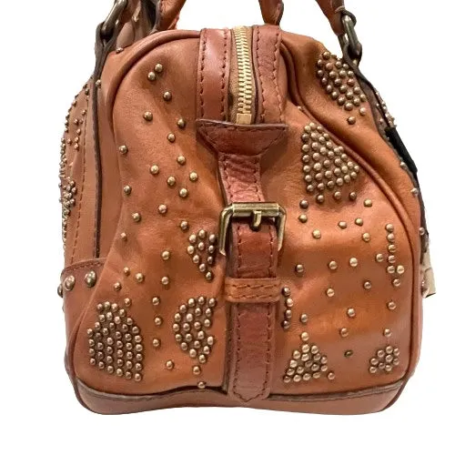 Burberry Brown Studded Hearts Leather MD Shoulder Bag