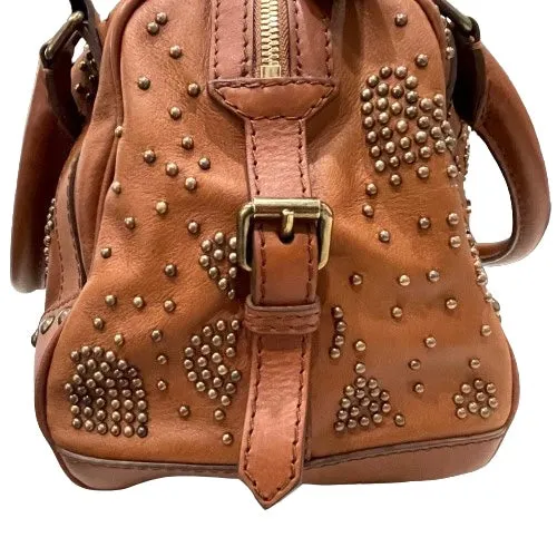 Burberry Brown Studded Hearts Leather MD Shoulder Bag