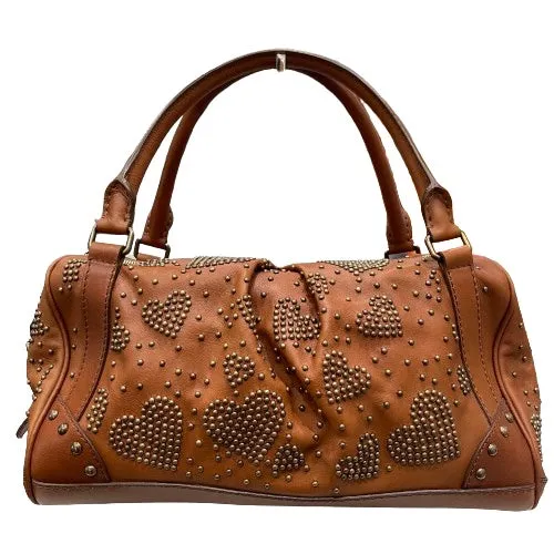 Burberry Brown Studded Hearts Leather MD Shoulder Bag