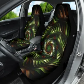 Car Seat Cover Green and Brown Spiral