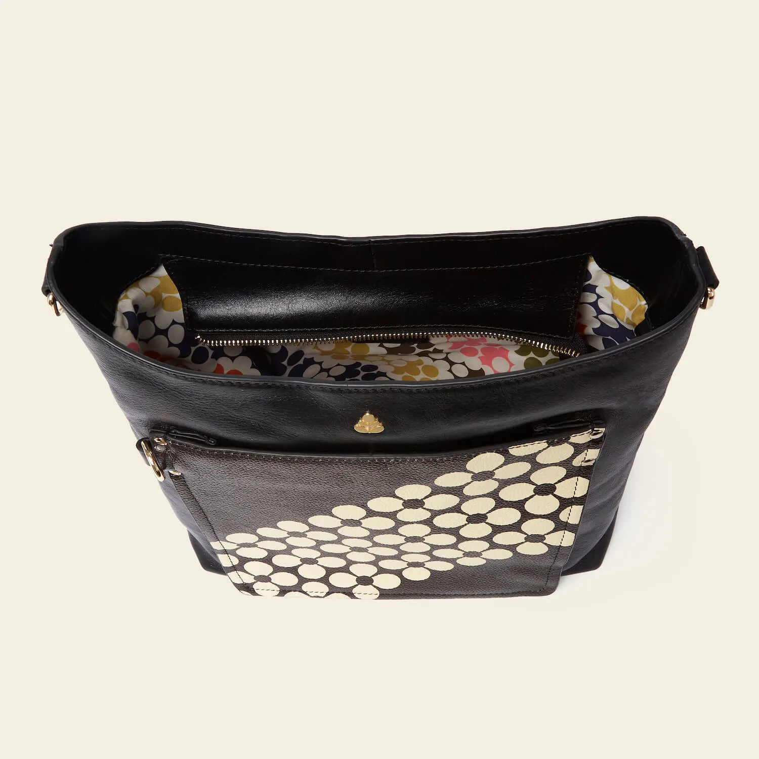 Carrymax Bucket Bag - Black Cream Flower