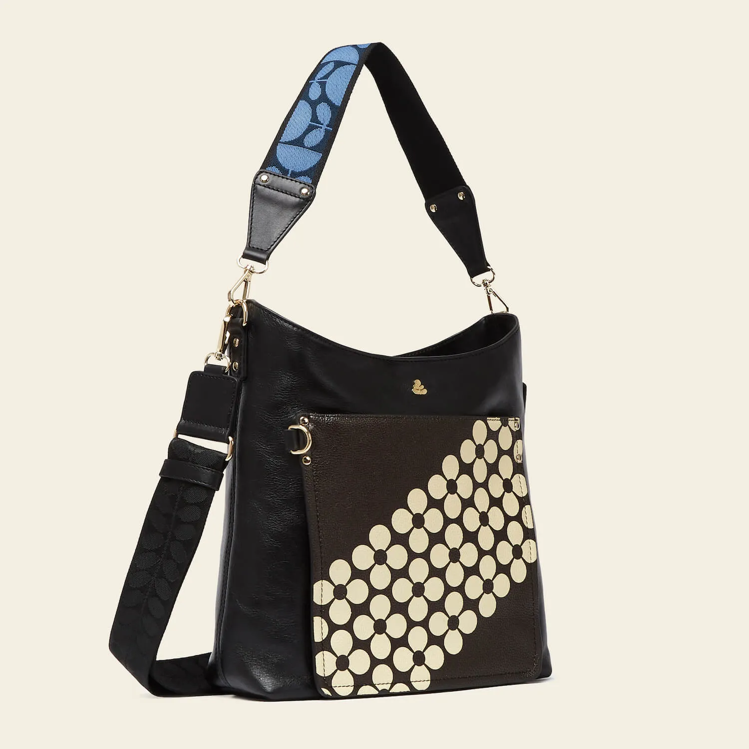 Carrymax Bucket Bag - Black Cream Flower