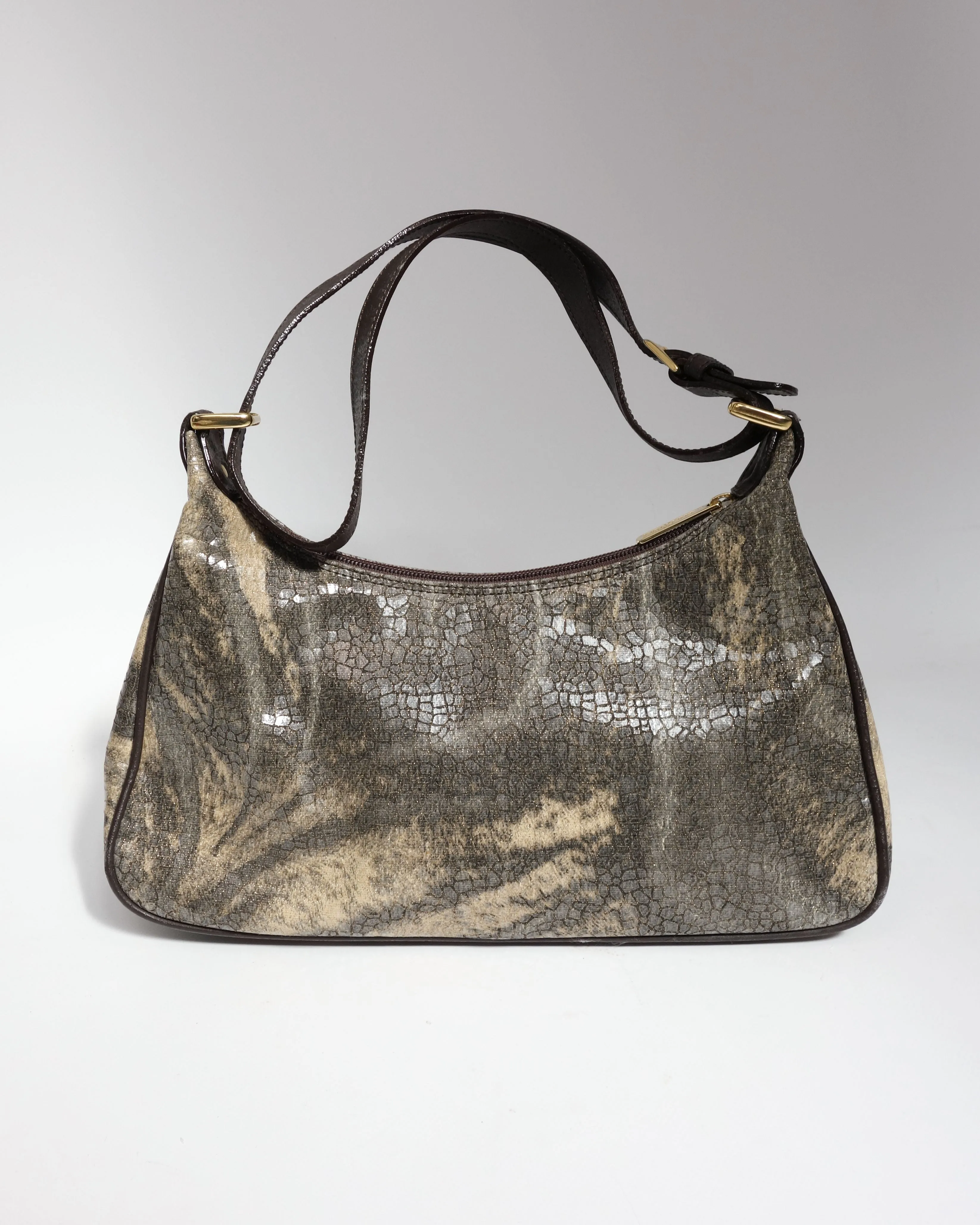 Cavalli Freedom Cracked Leather Shoulder Bag 2000's