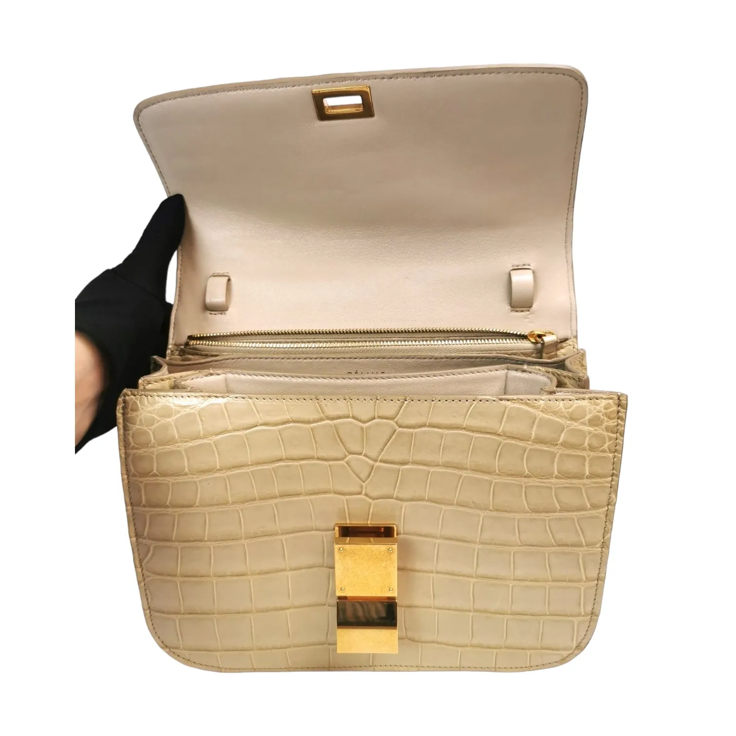 Celine Classic medium beige crocodile