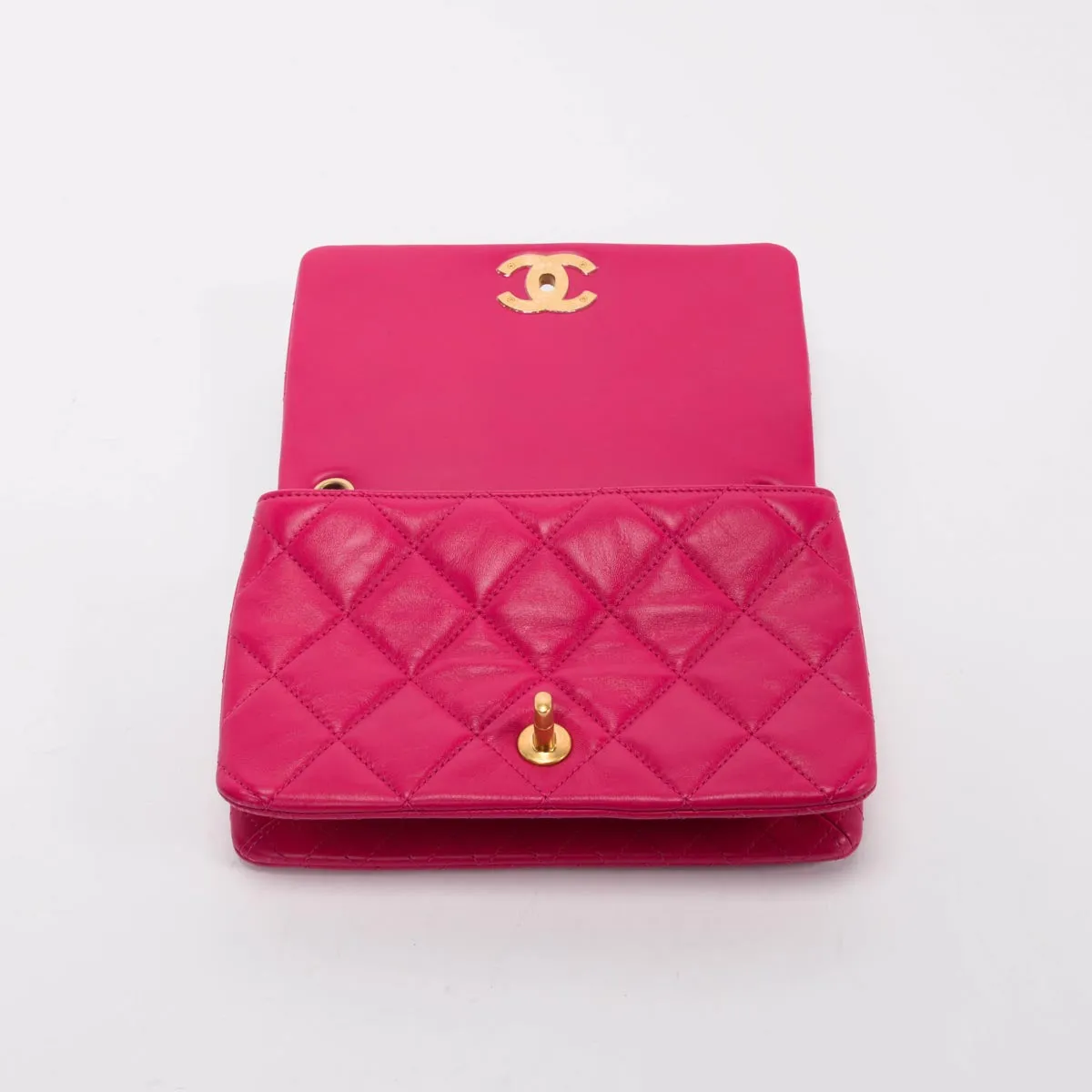 Chanel Fuchsia Quilted Lambskin On And On Chain Bag