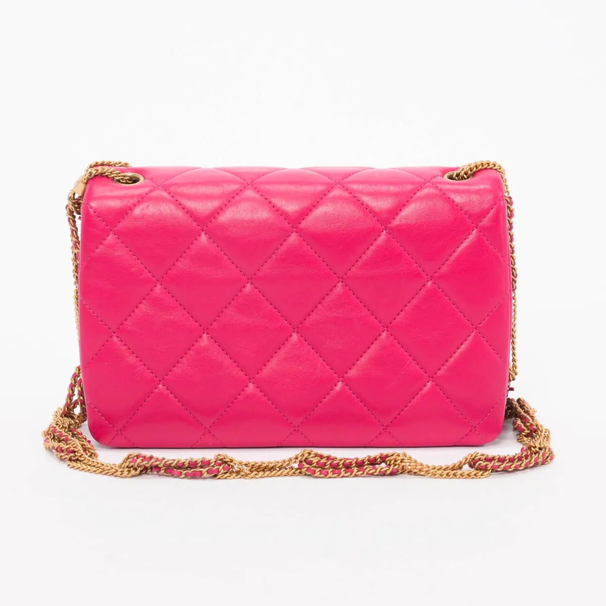 Chanel Fuchsia Quilted Lambskin On And On Chain Bag