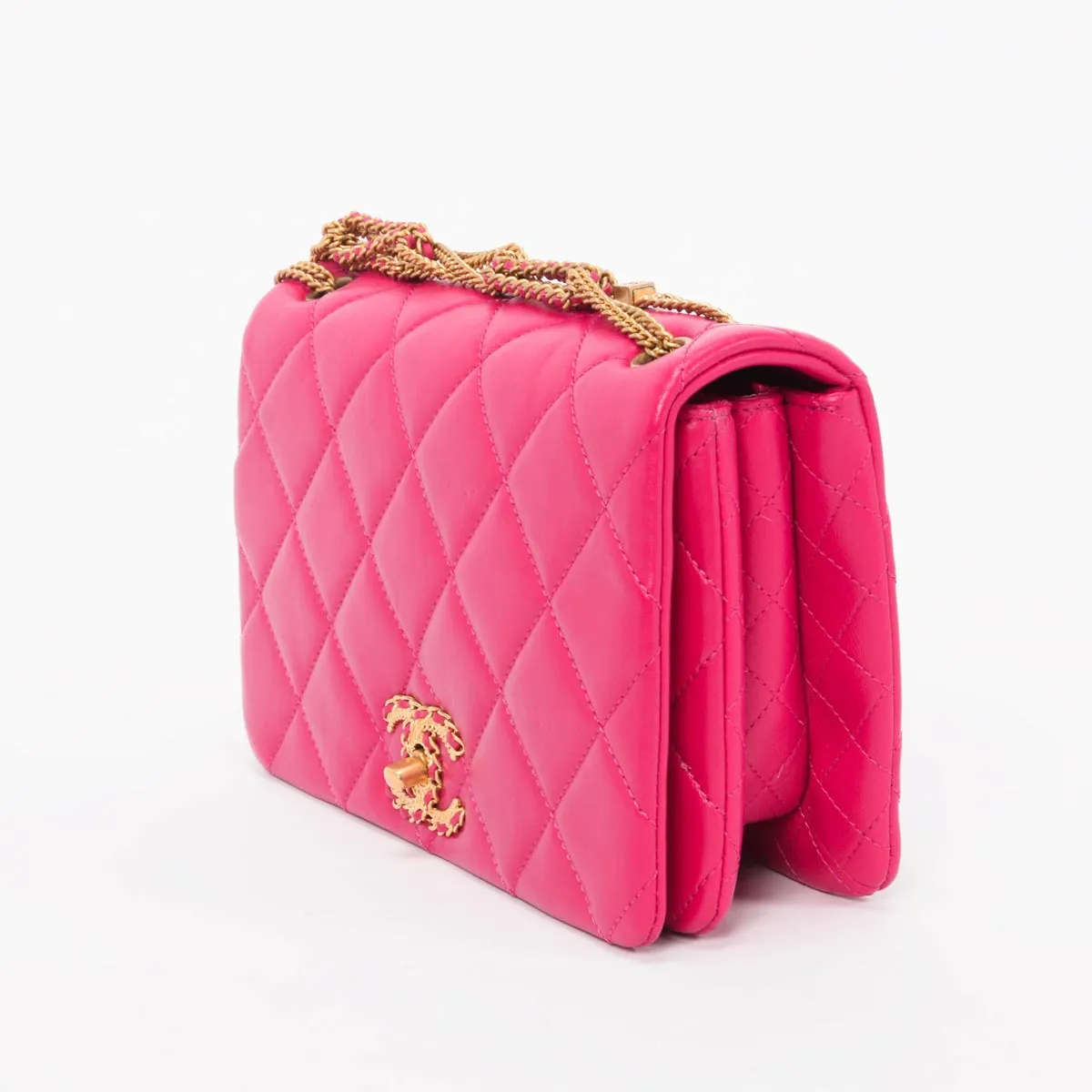 Chanel Fuchsia Quilted Lambskin On And On Chain Bag