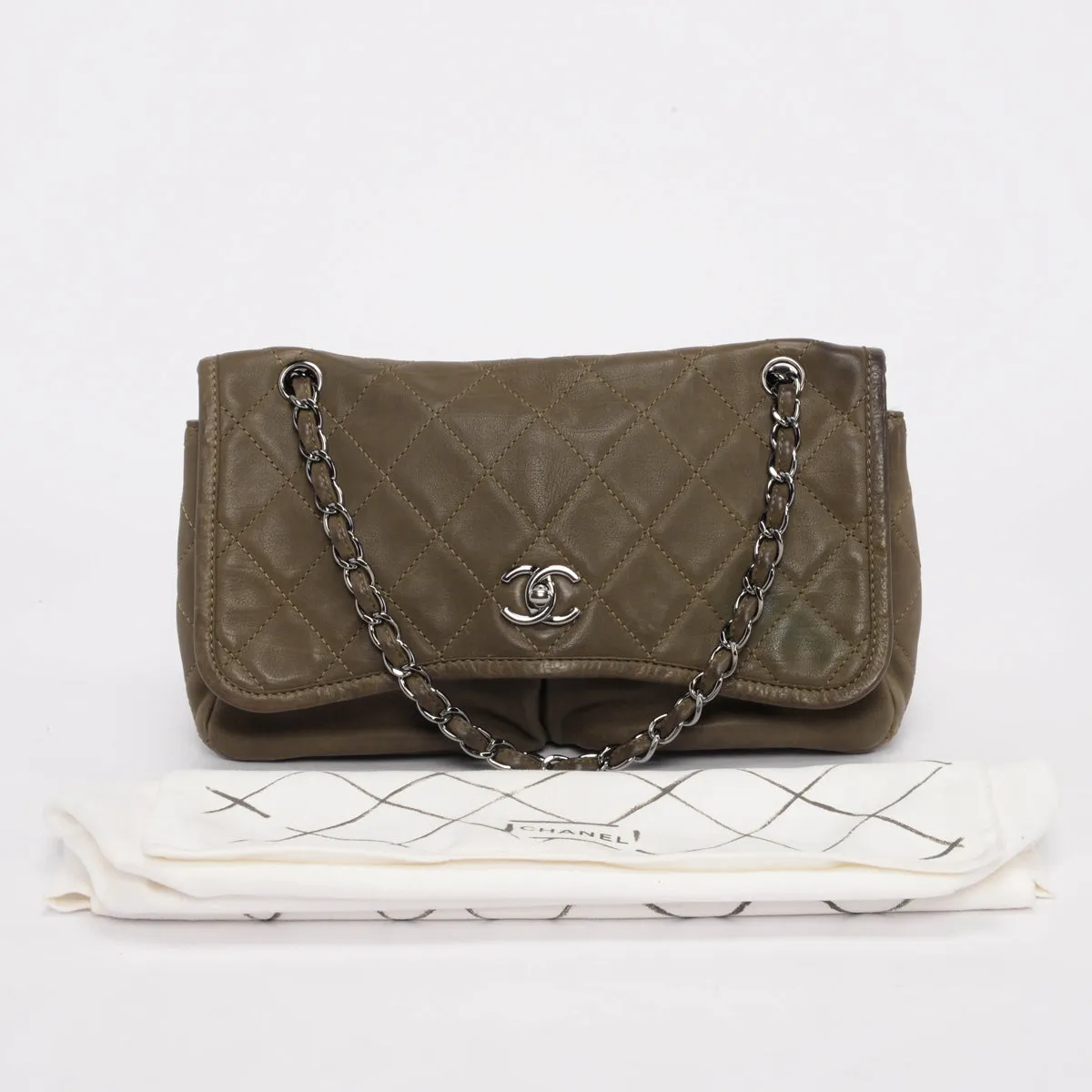 Chanel Olive Quilted Natural Beauty Medium Flap Bag