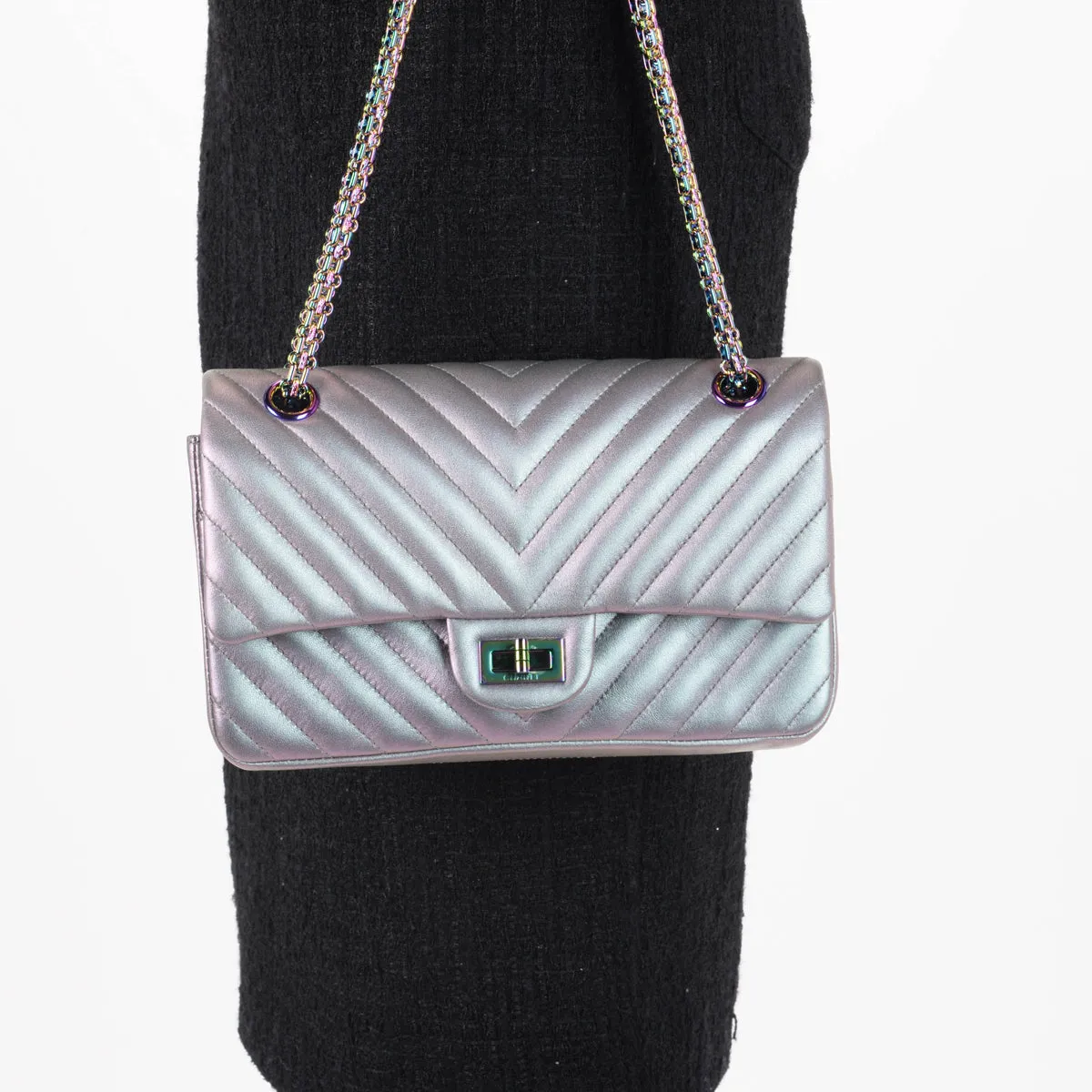 Chanel Purple Iridescent Chevron Reissue 2.55 Bag 225