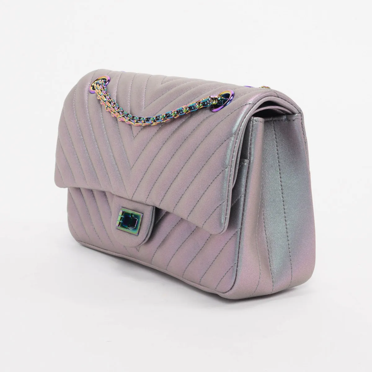 Chanel Purple Iridescent Chevron Reissue 2.55 Bag 225