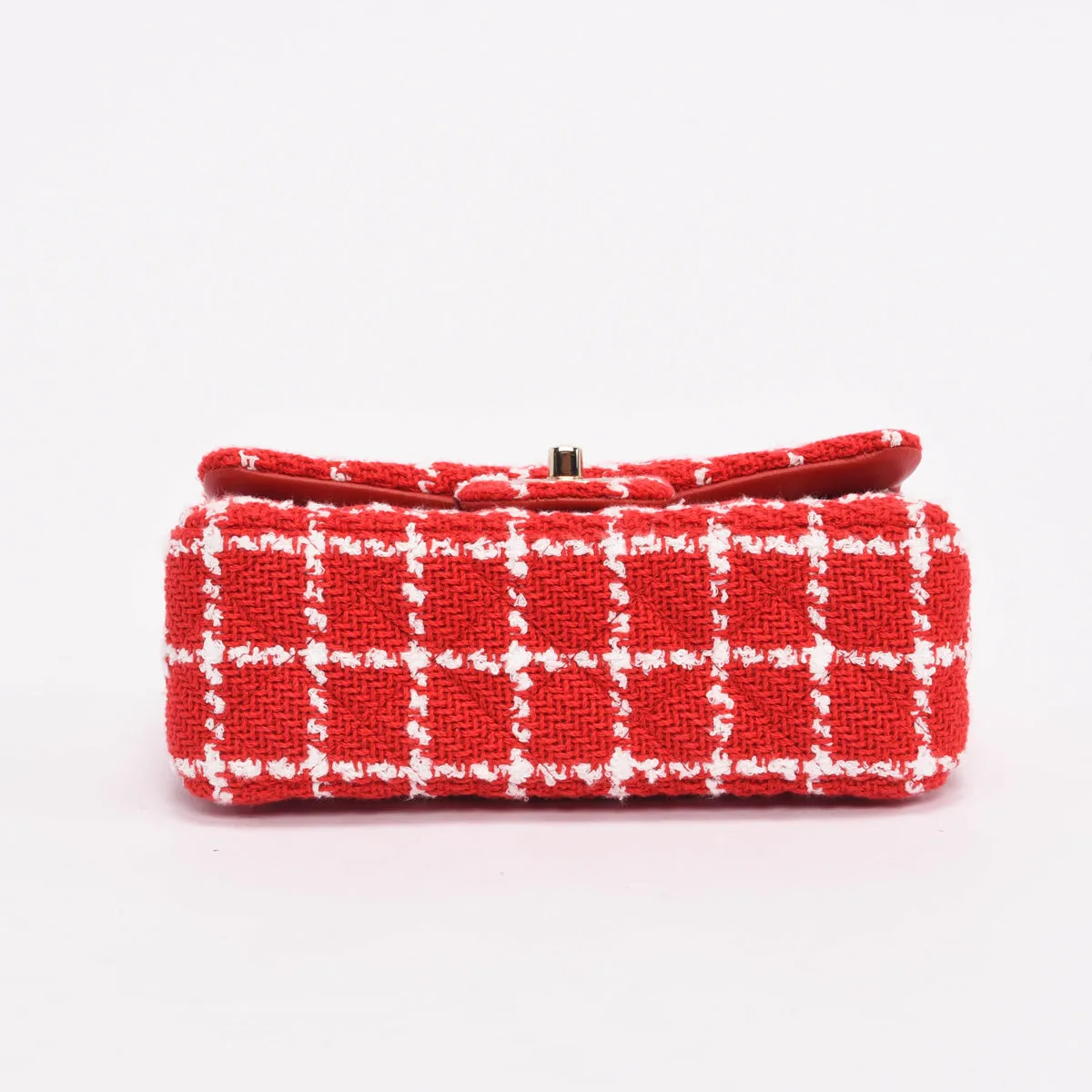 Chanel Red Check Tweed Mini Rectangular Flap Bag