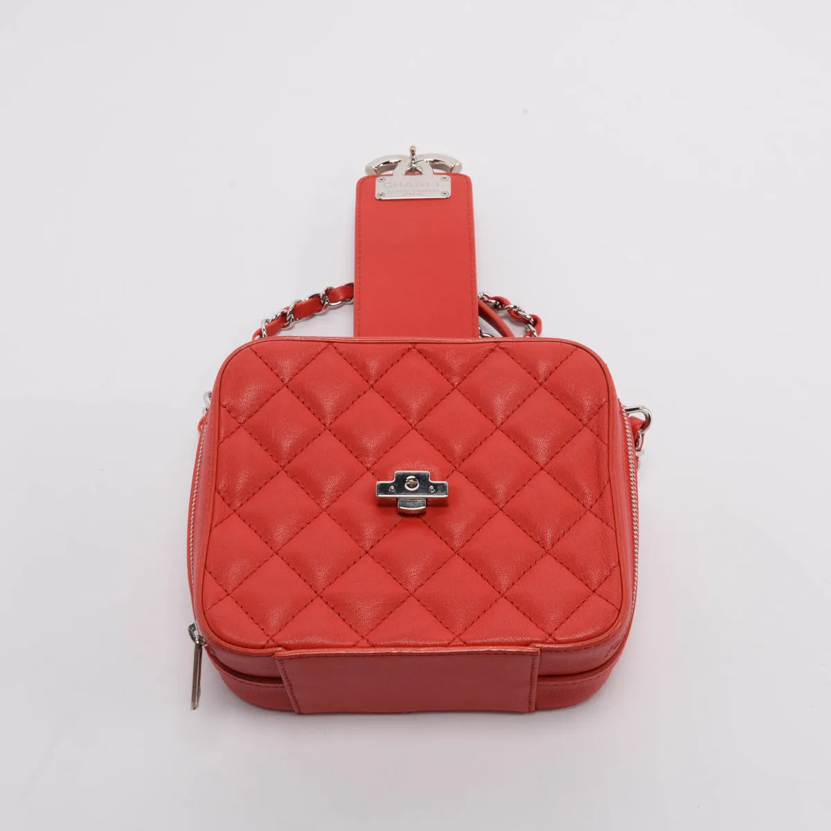 Chanel Red Quilted Leather Mini CC Box Camera Bag