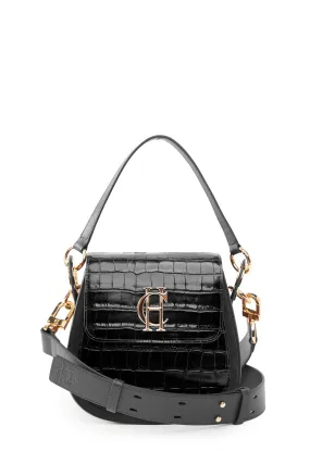 Chelsea Saddle Bag (Black Croc)