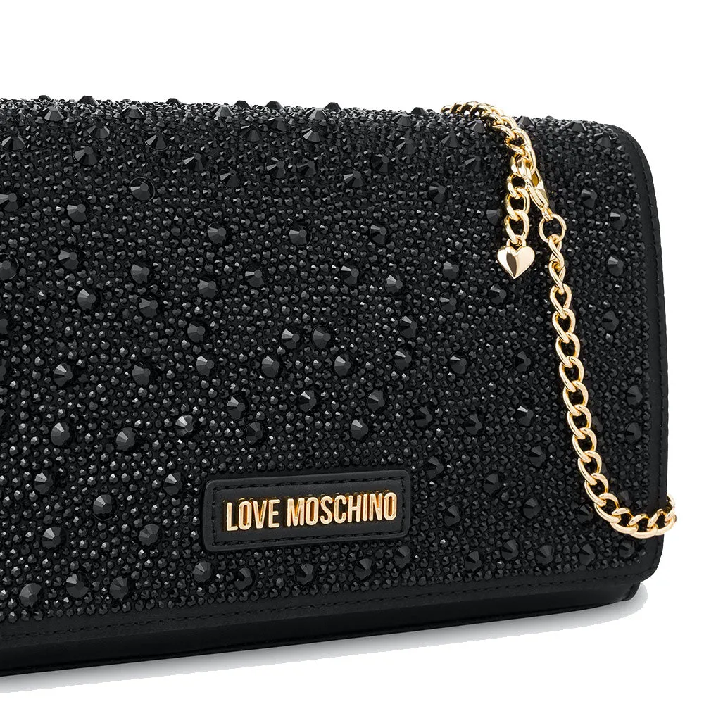 Clutch Donna con Strass LOVE MOSCHINO linea Gift Capsule colore Nero