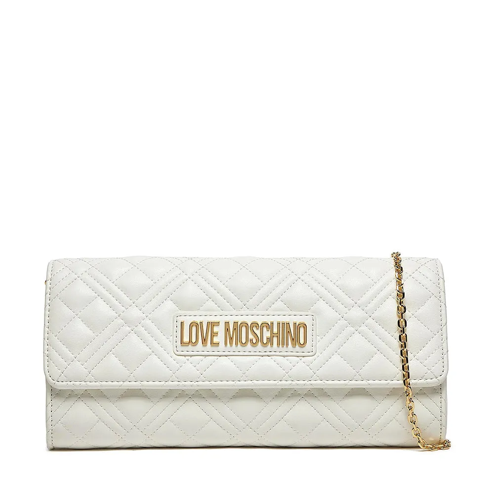 Clutch Donna Trapuntata con Tracolla LOVE MOSCHINO linea Lettering Logo colore Bianco