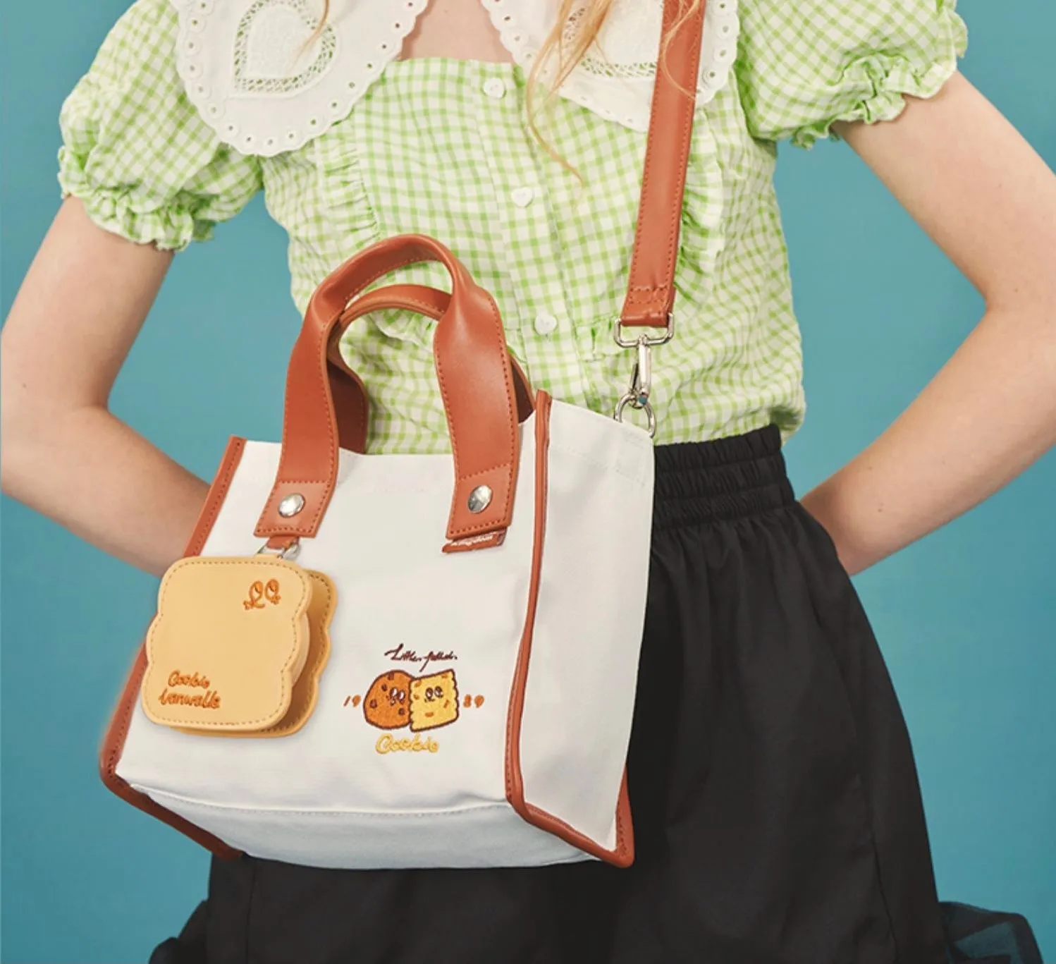 cookies canvas tote crossbody bag