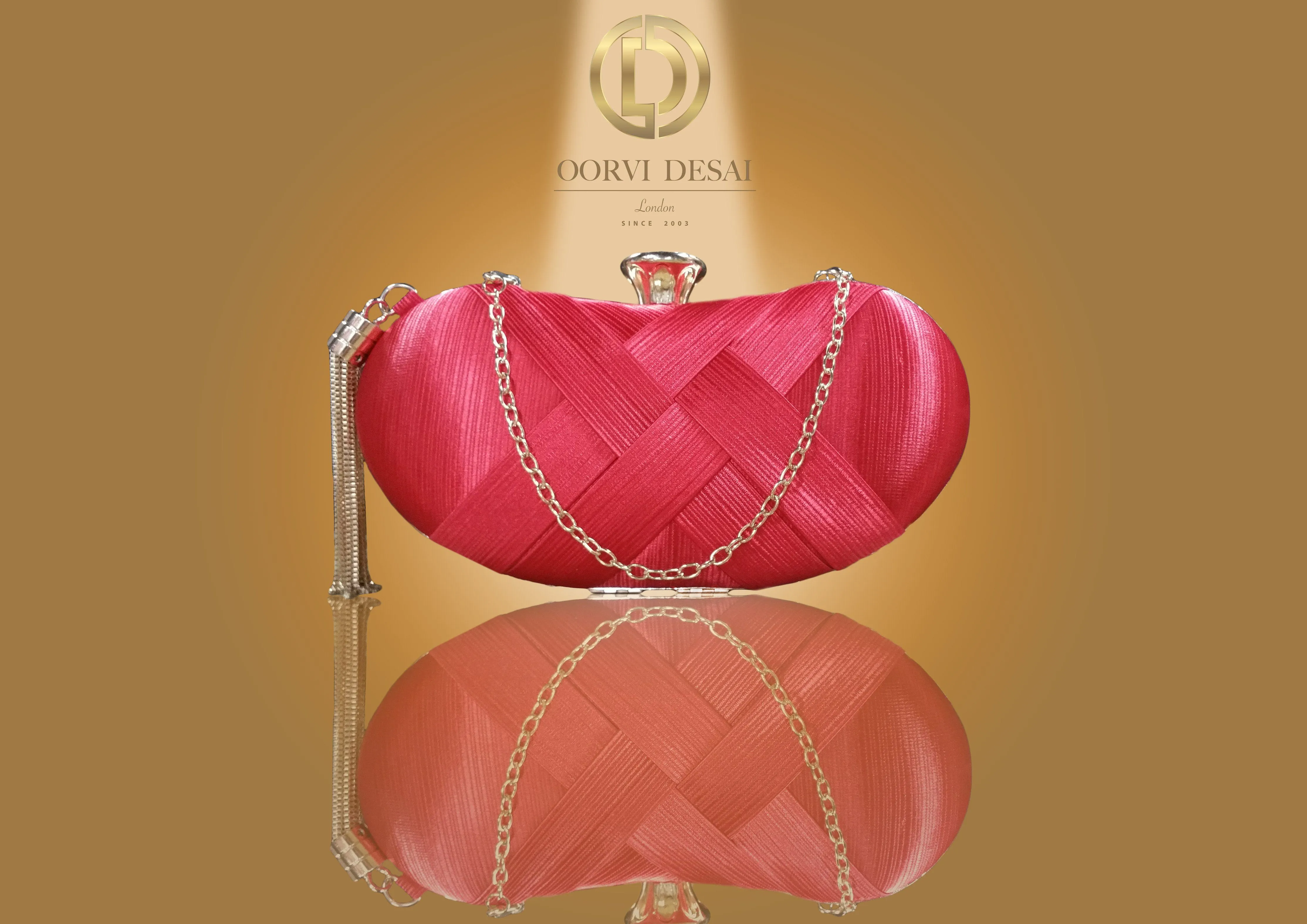 Criss-Cross Clutch with Golden Tassels by Oorvi Desai (OD - B 31)