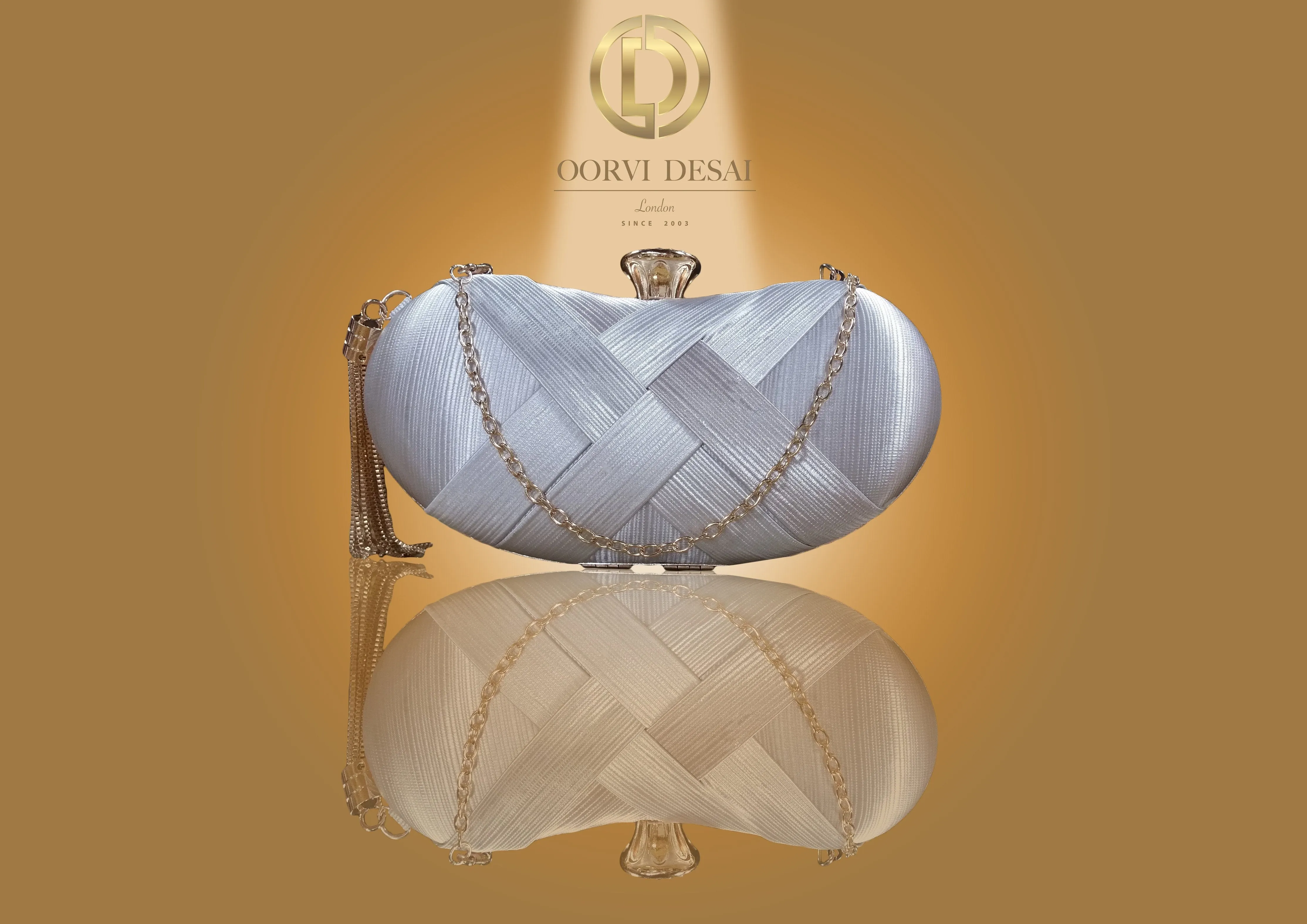 Criss-Cross Clutch with Golden Tassels by Oorvi Desai (OD - B 31)