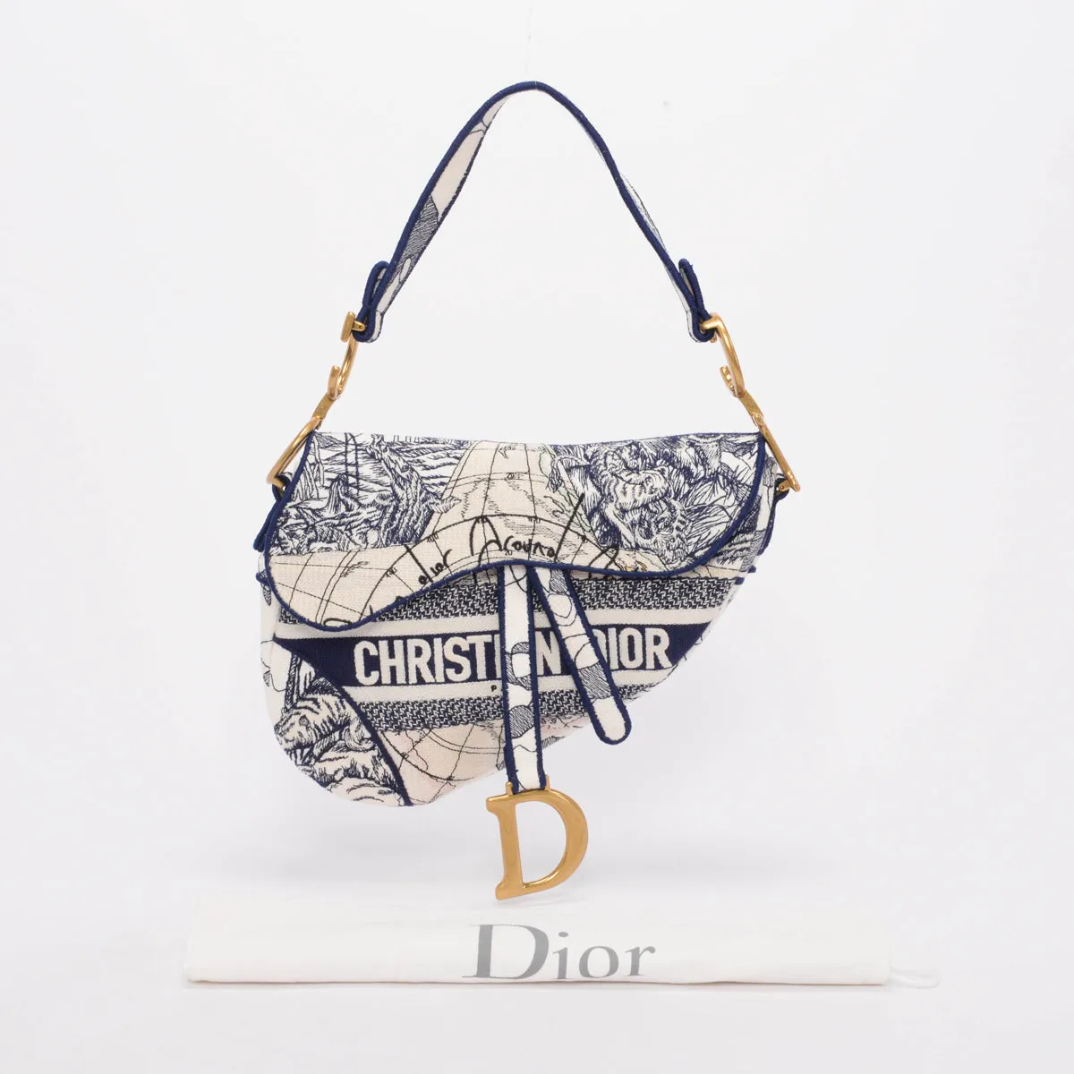 Dior White Around The World Saddle Bag